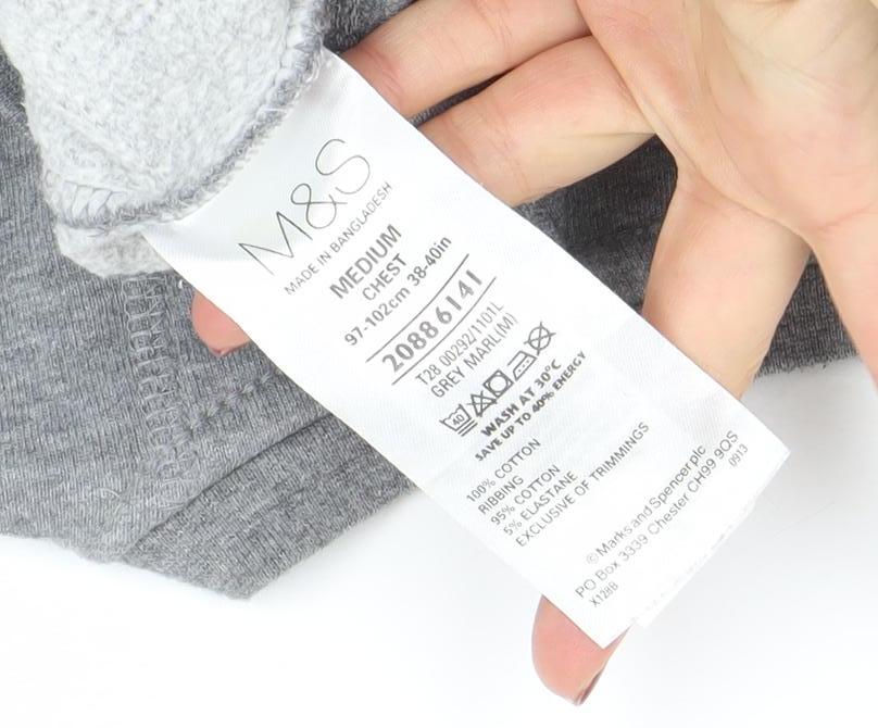 Marks and Spencer Men's Grey Medium Crew Neck Sweatshirt