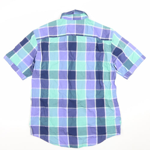 Blue Harbour Men's Blue Multicoloured Check Cotton Short Sleeve Shirt M