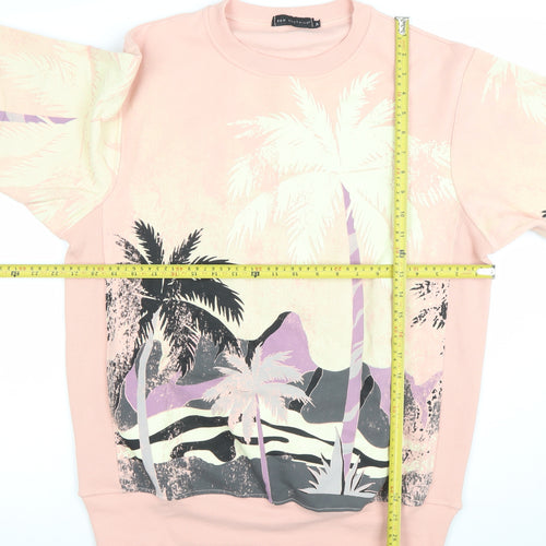 BAW Clothing Men's Pink Tropical Graphic Pullover Sweatshirt M