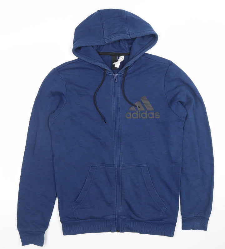 Adidas Men's Blue Full Zip Hoodie Size M Sports Cotton Blend