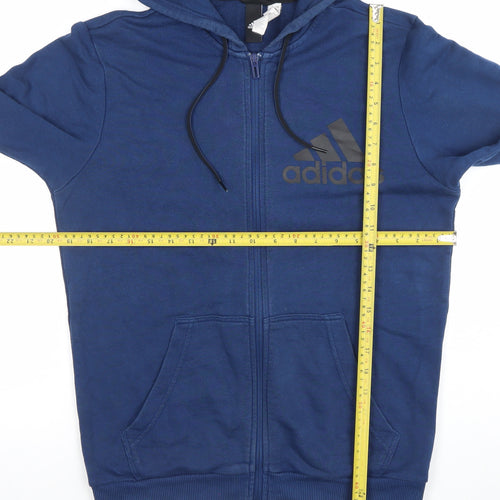 Adidas Men's Blue Full Zip Hoodie Size M Sports Cotton Blend