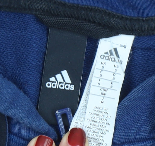 Adidas Men's Blue Full Zip Hoodie Size M Sports Cotton Blend