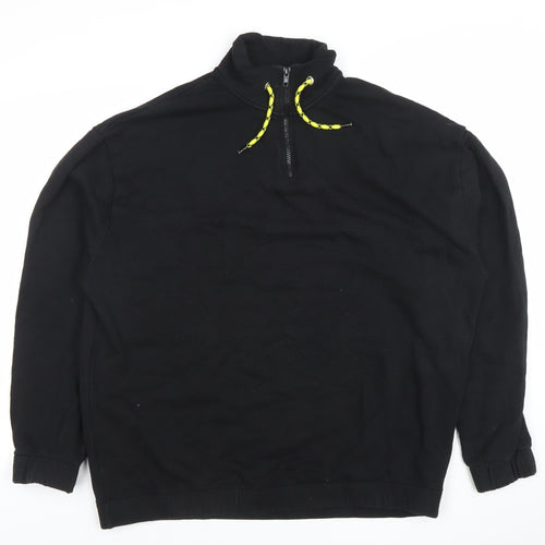 ASOS DESIGN Men’s Black Fleece 1/4 Zip Pullover Sweatshirt Size L