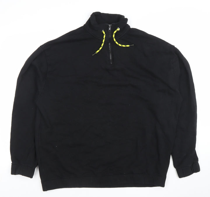 ASOS DESIGN Men’s Black Fleece 1/4 Zip Pullover Sweatshirt Size L