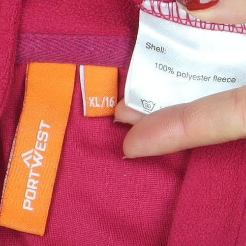 Portwest Women’s Pink Fleece Pullover Sweatshirt XL 1/4 Zip Polyester