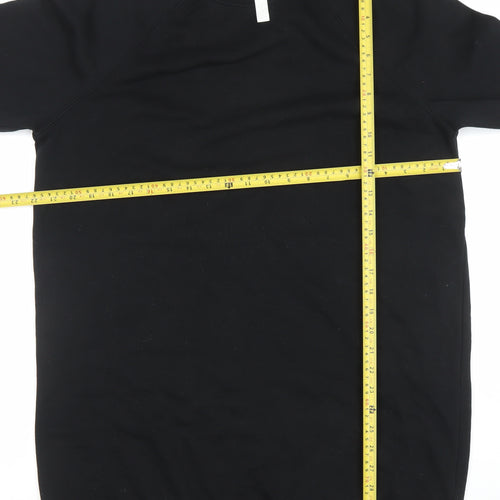 H&M Women’s Black Pullover Sweatshirt Dress Size S Crew Neck Cotton Blend