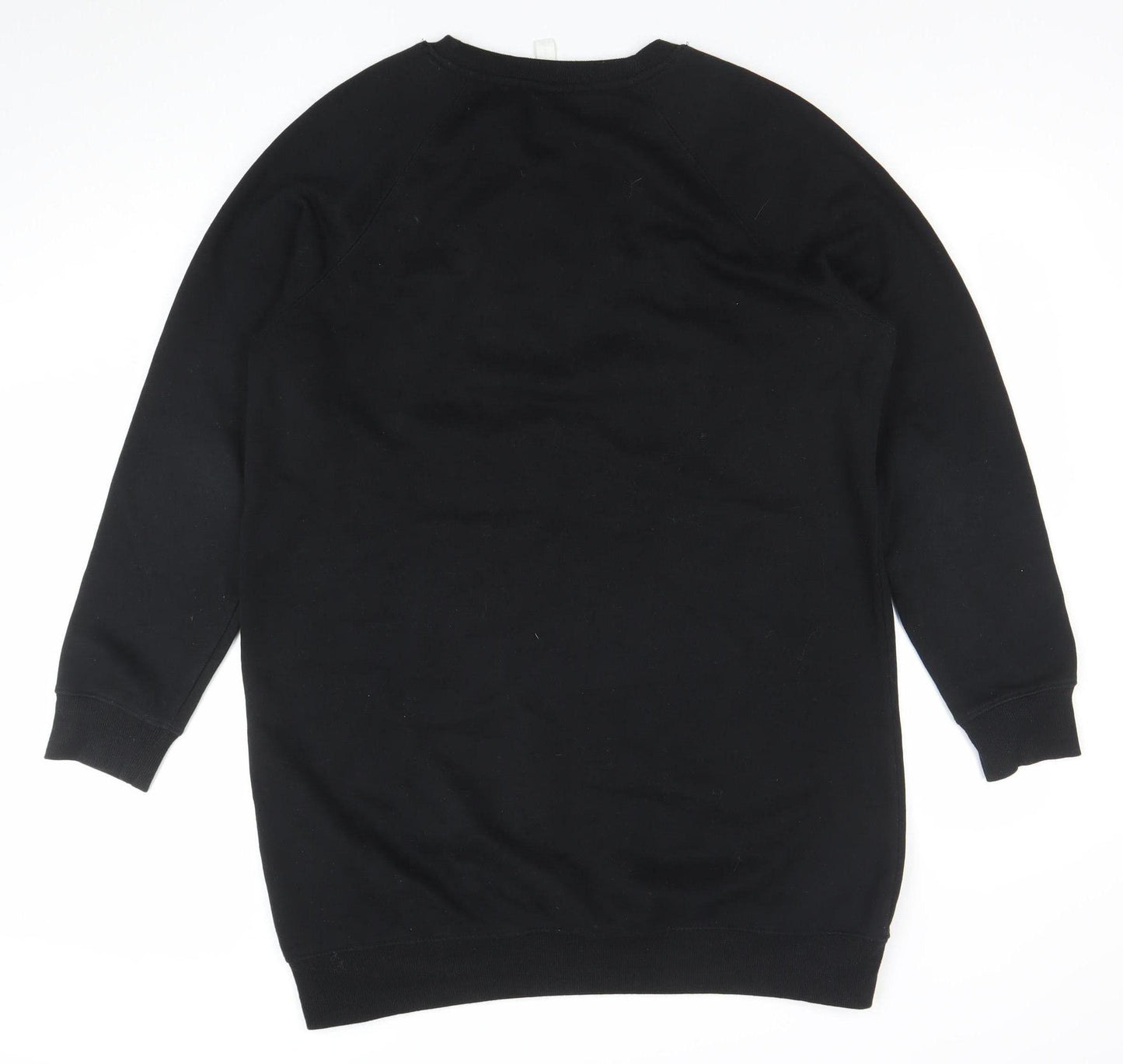 H&M Women’s Black Pullover Sweatshirt Dress Size S Crew Neck Cotton Blend