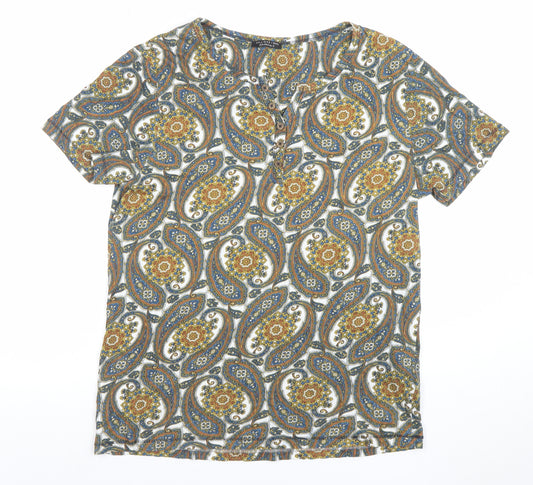 Calliope Womens Multicoloured Paisley Viscose Henley T-Shirt M