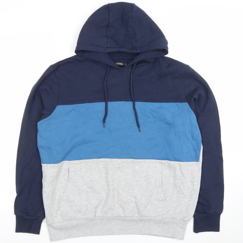 Dunnes Mens Blue Colour Block Pullover Hoodie Size M