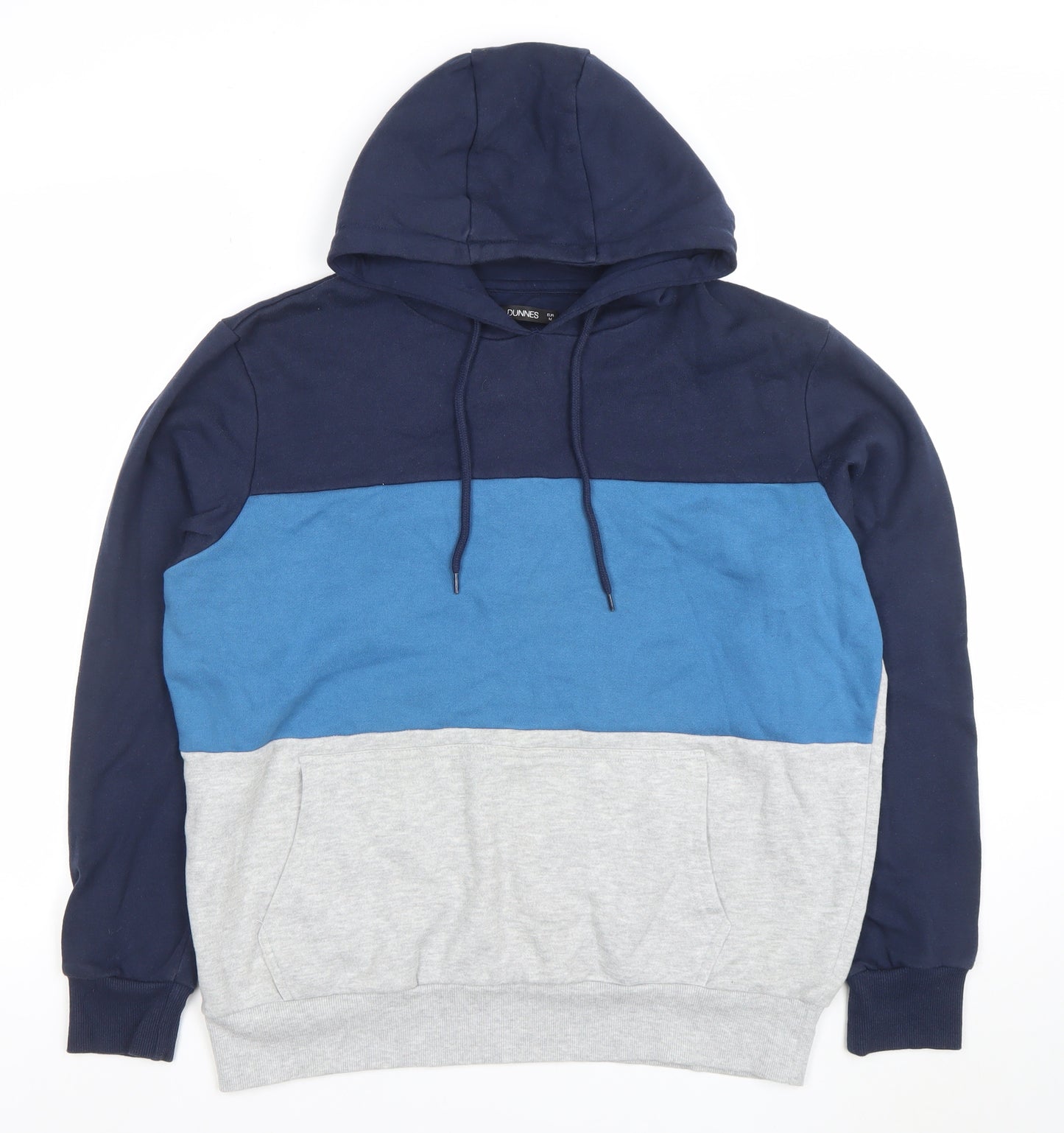 Dunnes Mens Blue Colour Block Pullover Hoodie Size M
