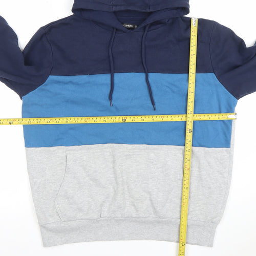 Dunnes Mens Blue Colour Block Pullover Hoodie Size M