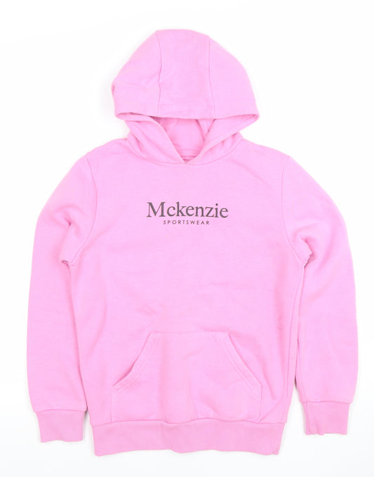 McKenzie Girls Pink Pullover Hoodie 10-12 Years Logo Sportswear Fleece