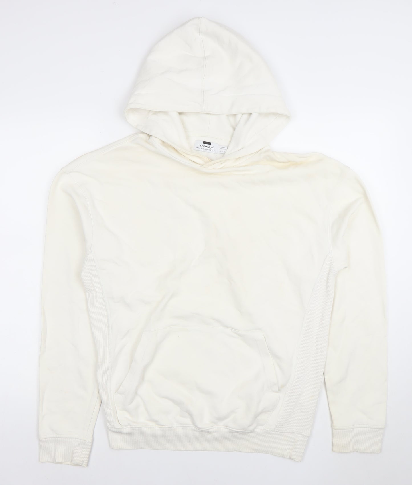 Topman Men's White Pullover Hoodie XS Cotton Jersey
