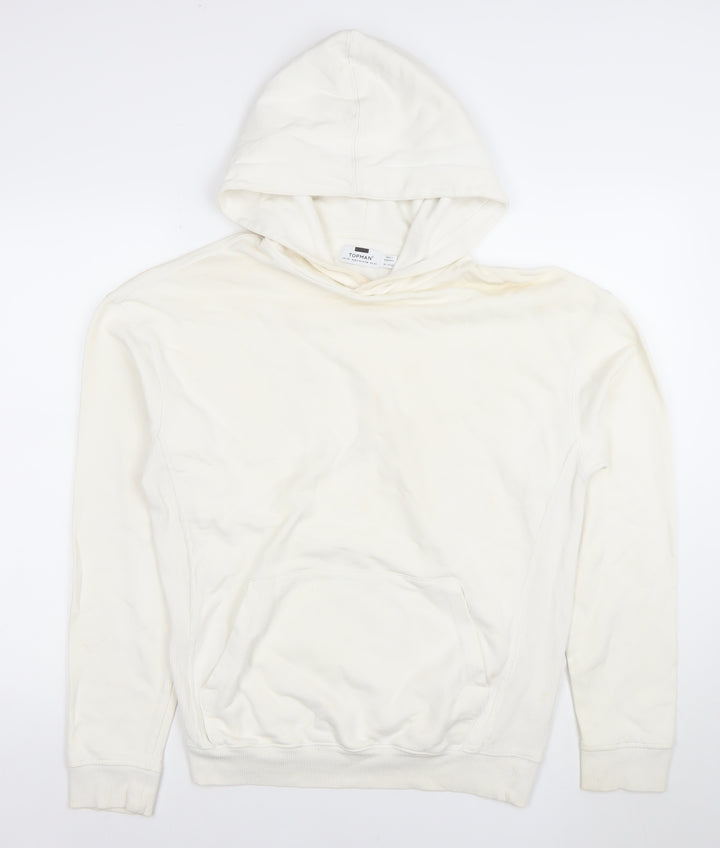 Topman Men's White Pullover Hoodie XS Cotton Jersey