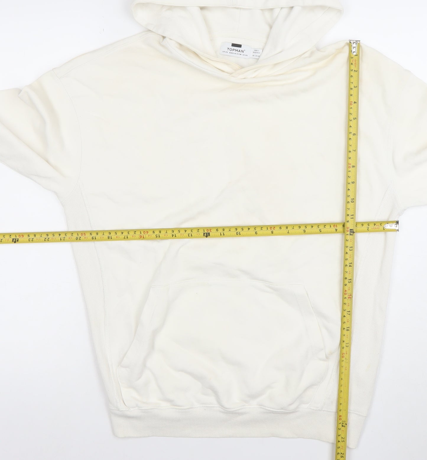 Topman Men's White Pullover Hoodie XS Cotton Jersey