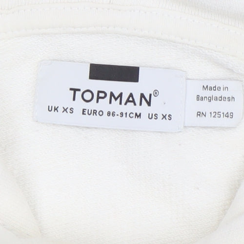 Topman Men's White Pullover Hoodie XS Cotton Jersey