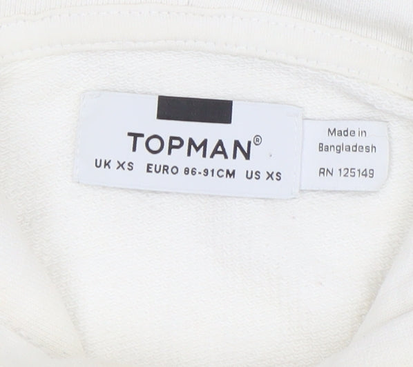 Topman Men's White Pullover Hoodie XS Cotton Jersey