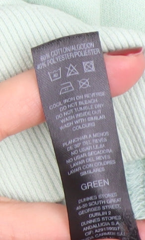 Dunnes Stores Women Green Pullover Hoodie Medium Cotton Blend