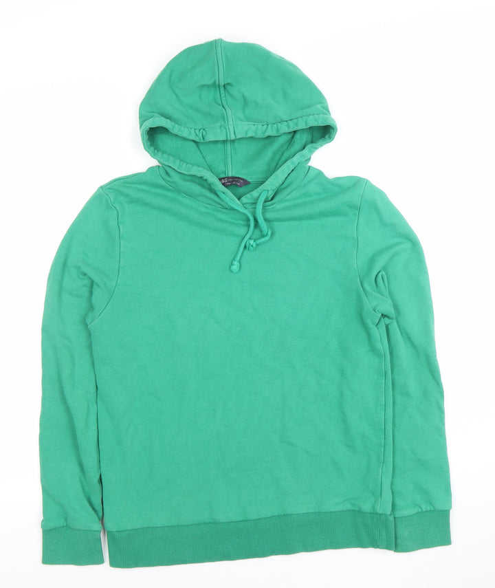 Marks and Spencer Women's Green Pullover Hoodie Size 8 Cotton Blend