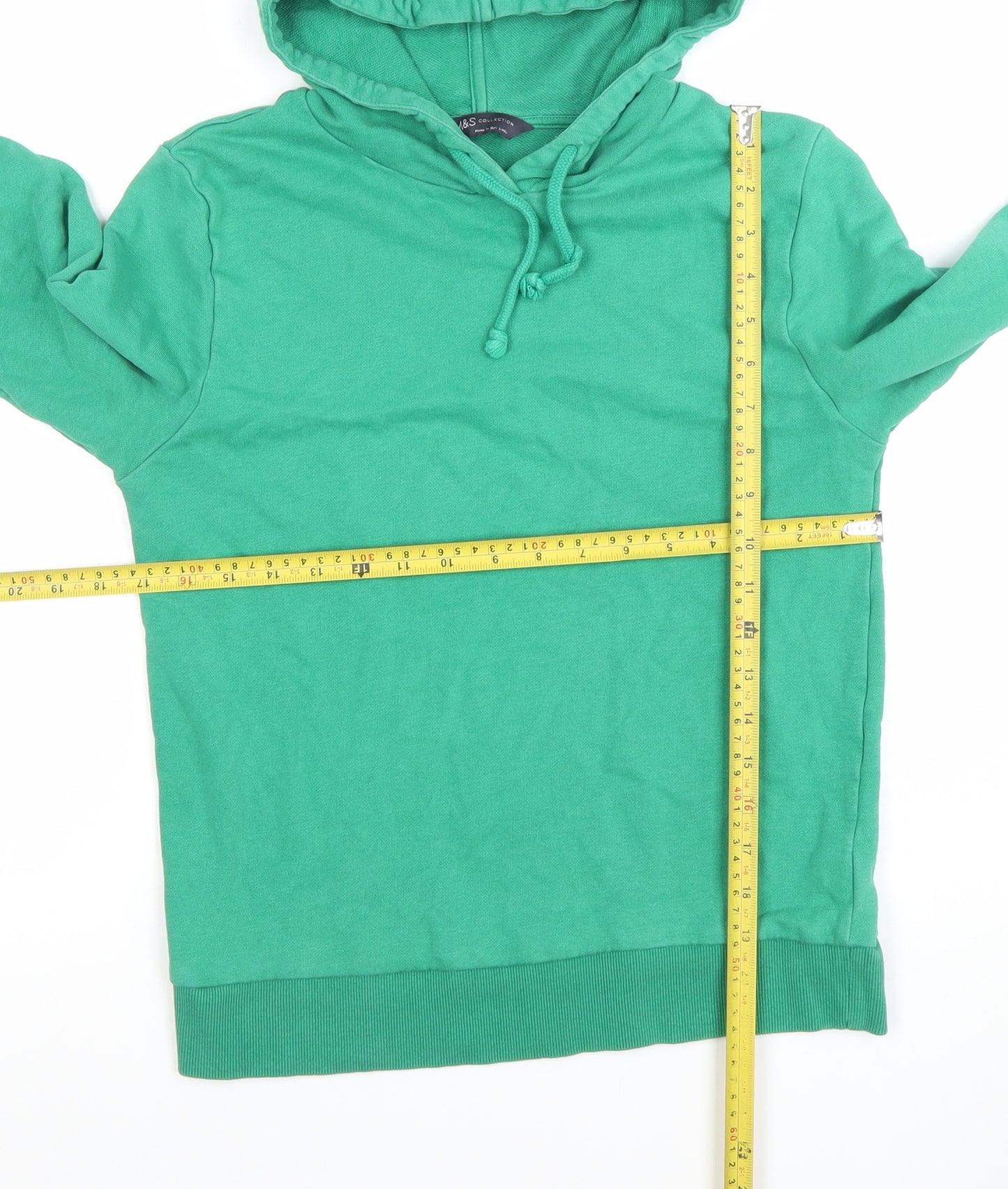 Marks and Spencer Women's Green Pullover Hoodie Size 8 Cotton Blend