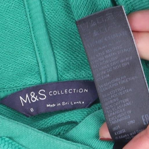 Marks and Spencer Women's Green Pullover Hoodie Size 8 Cotton Blend