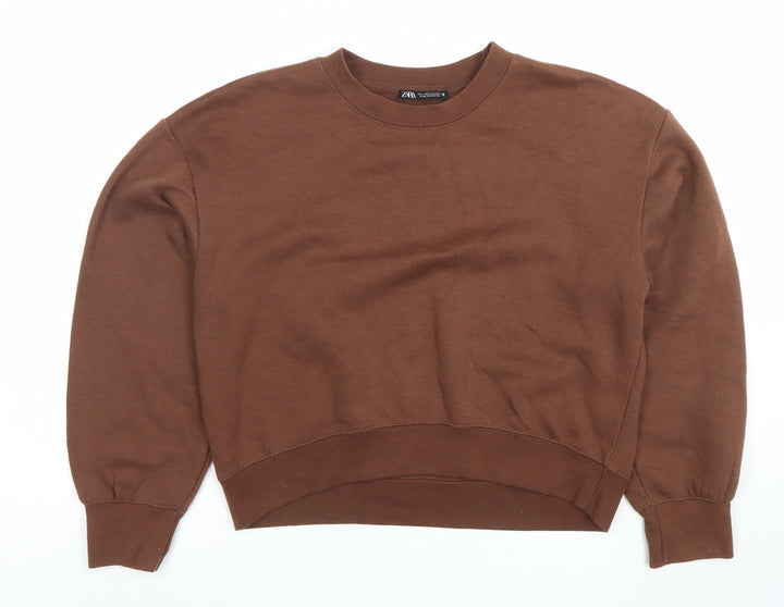 Zara Women Brown Size S Crew Neck Pullover Sweatshirt