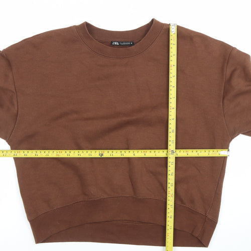 Zara Women Brown Size S Crew Neck Pullover Sweatshirt