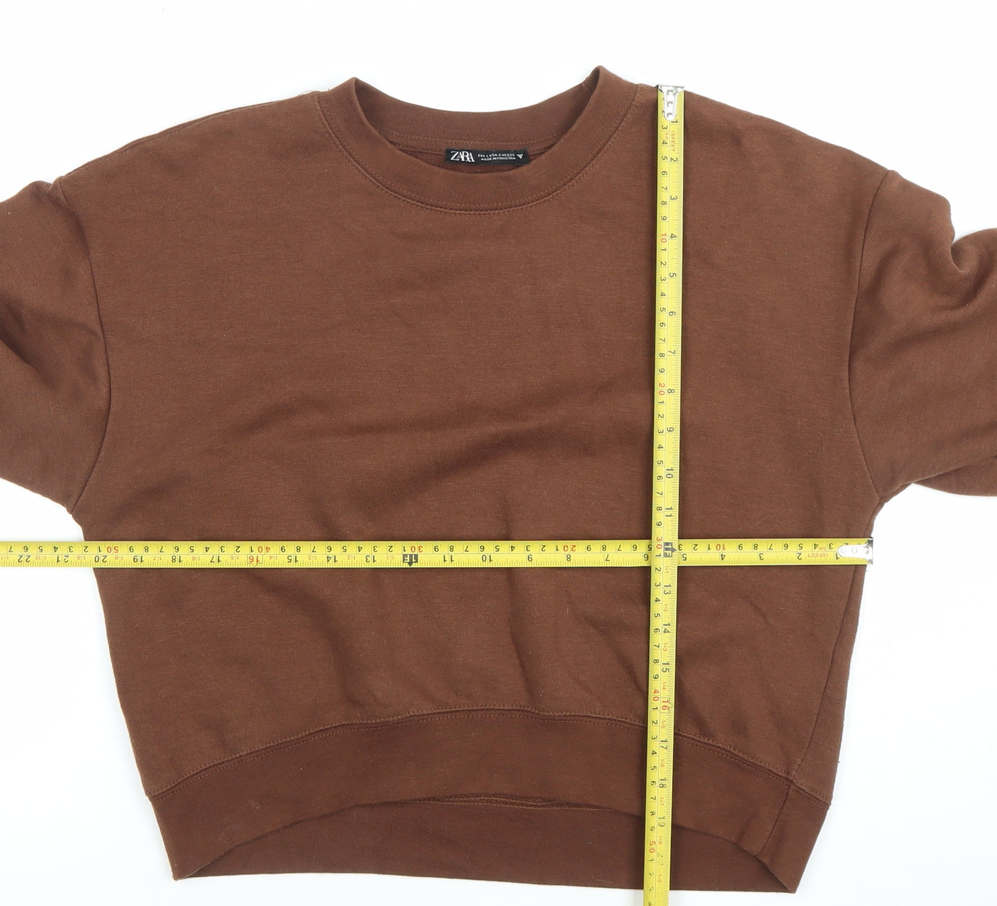 Zara Women Brown Size S Crew Neck Pullover Sweatshirt