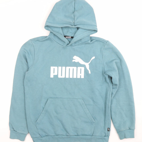 Puma Boys Blue Pullover Hoodie 13-14 Years Cotton Blend Logo Design