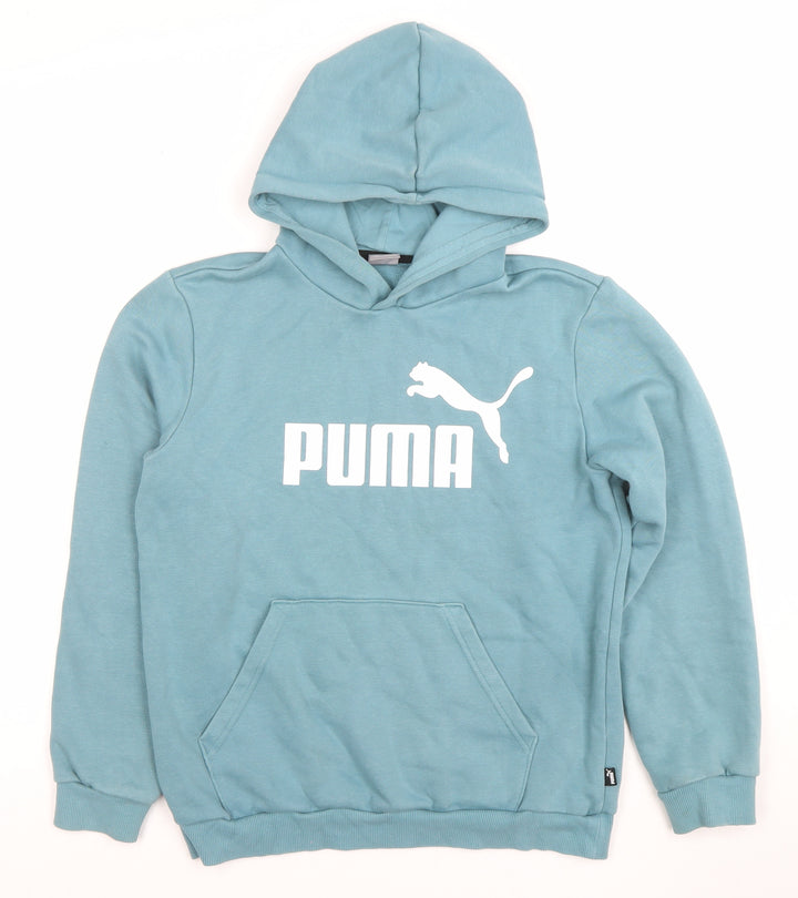 Puma Boys Blue Pullover Hoodie 13-14 Years Cotton Blend Logo Design
