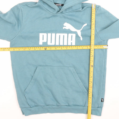 Puma Boys Blue Pullover Hoodie 13-14 Years Cotton Blend Logo Design