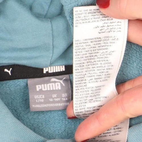 Puma Boys Blue Pullover Hoodie 13-14 Years Cotton Blend Logo Design
