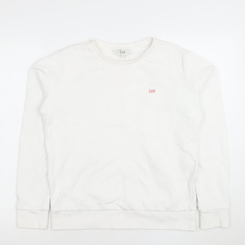 Lee Womens White Regular Fit Cotton Crew Neck Sweatshirt Size S