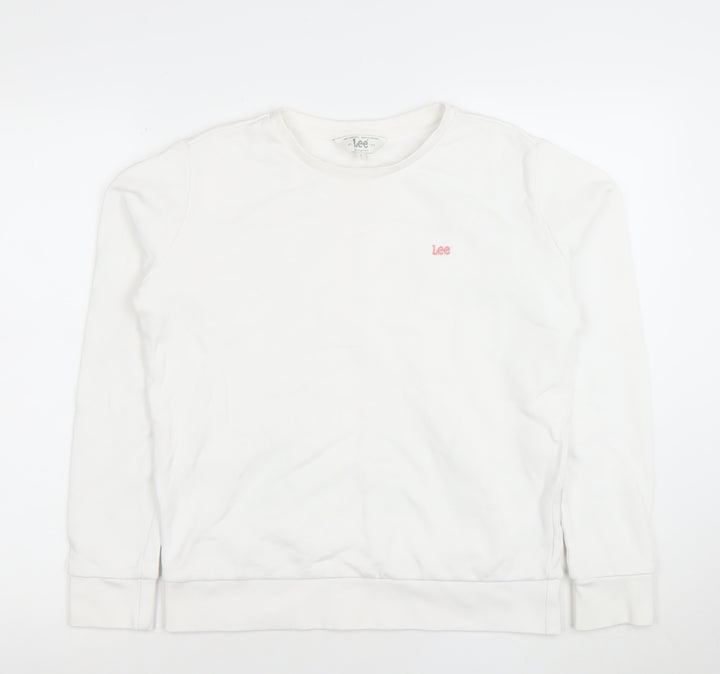 Lee Womens White Regular Fit Cotton Crew Neck Sweatshirt Size S