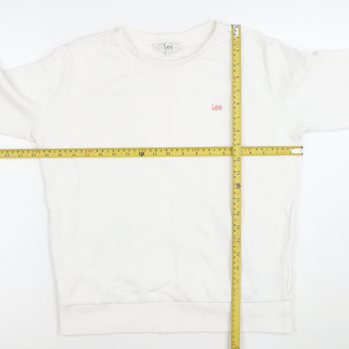 Lee Womens White Regular Fit Cotton Crew Neck Sweatshirt Size S