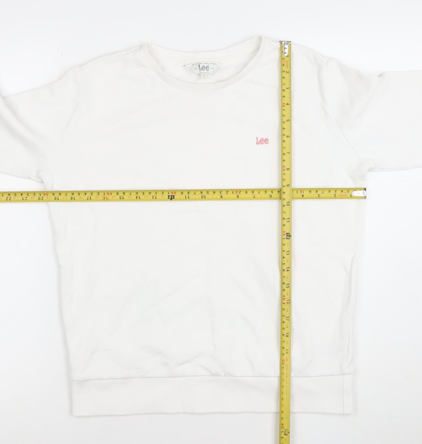 Lee Womens White Regular Fit Cotton Crew Neck Sweatshirt Size S