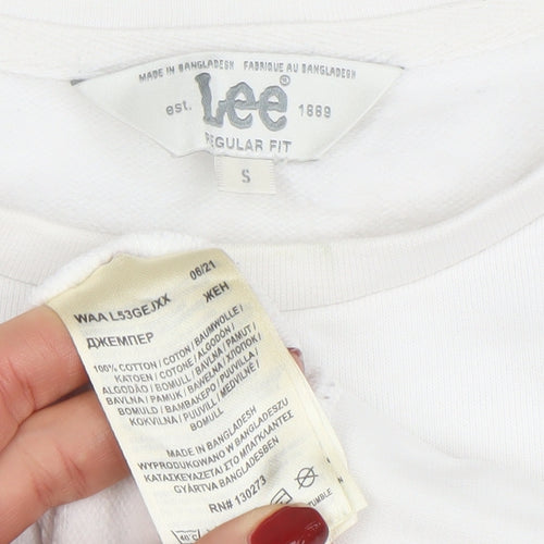 Lee Womens White Regular Fit Cotton Crew Neck Sweatshirt Size S
