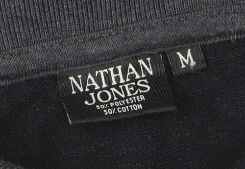 Nathan Jones Men's Grey Collared Henley Sweatshirt Size M