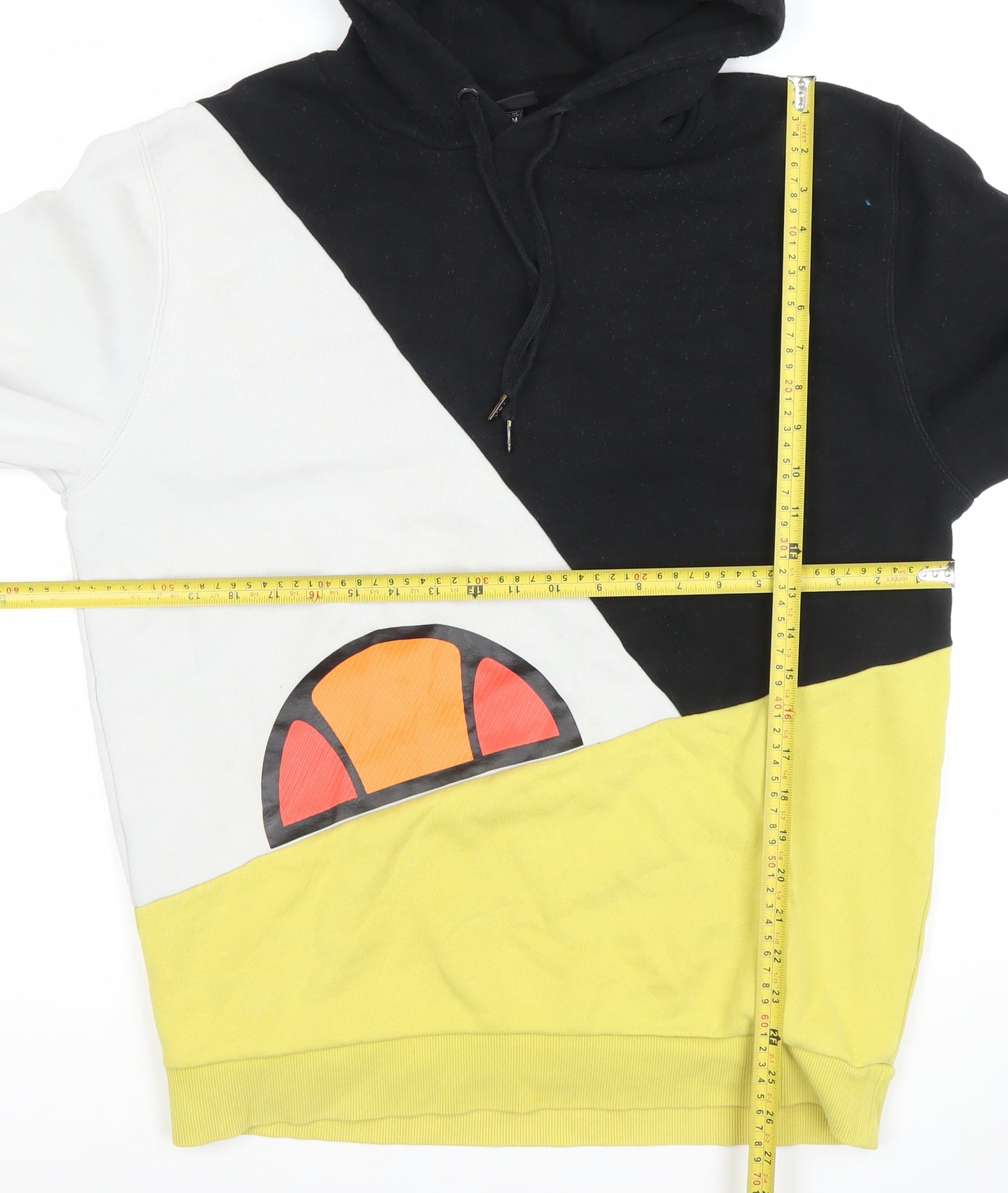 Ellesse Men's Black White Yellow Pullover Hoodie M Sports Style