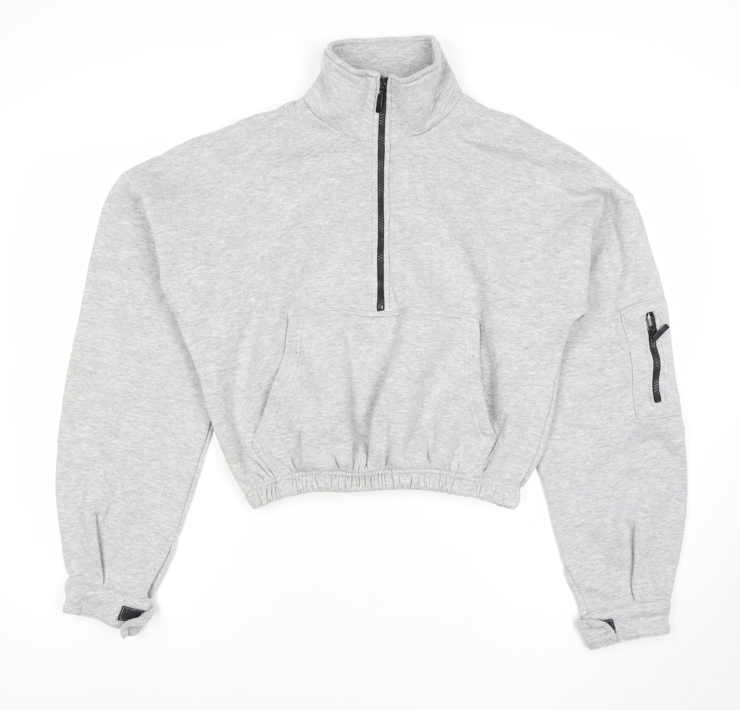 Boohoo Women Grey 1/2 Zip Pullover Sweatshirt Size M