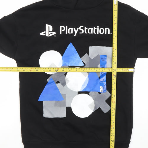 PlayStation Boys Black Pullover Hoodie 12-13 Years Graphic Print Gamer Top