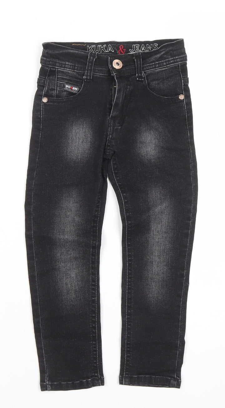 Kuka & Jeans Boys Black Straight Denim Jeans Size 20 Regular Fit