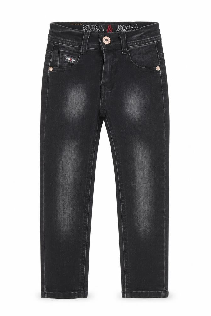 Front view of Kuka & Jeans boys’ black straight denim jeans, size 20, regular fit