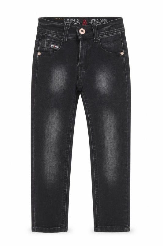 Front view of Kuka & Jeans boys’ black straight denim jeans, size 20, regular fit