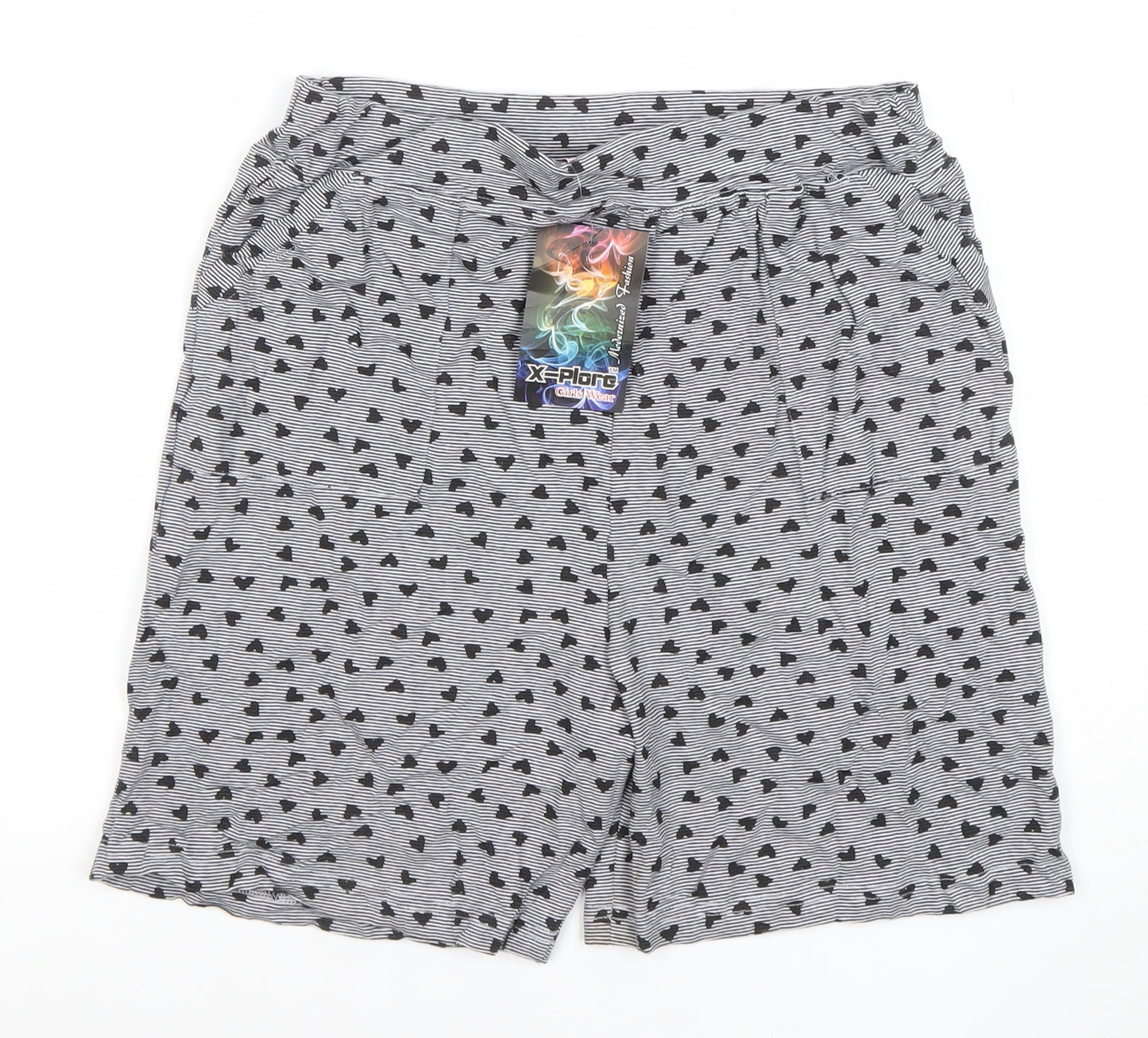 X-Plore Womens Grey Heart Print Cotton Sleep Shorts 3XL