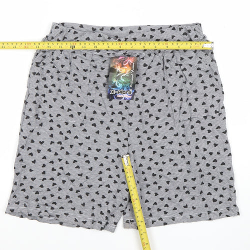X-Plore Womens Grey Heart Print Cotton Sleep Shorts 3XL