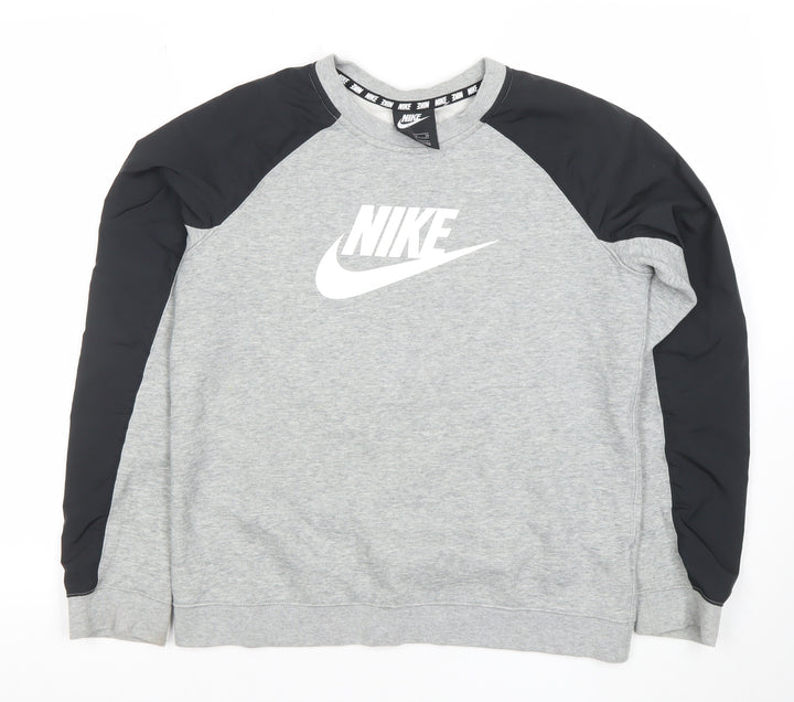 Nike Boys Grey & Black Crew Neck Sweatshirt XL Graphic Print Pullover