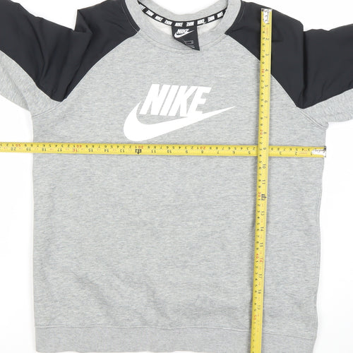 Nike Boys Grey & Black Crew Neck Sweatshirt XL Graphic Print Pullover