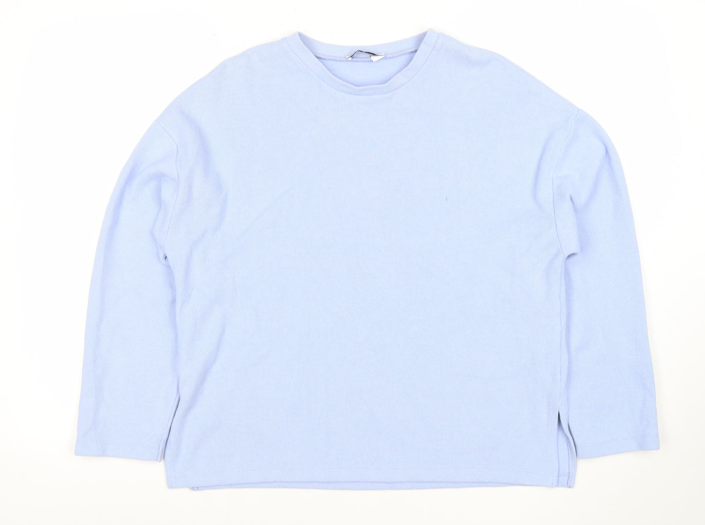 Stradivarius Women Blue Small Crew Neck Long Sleeve Pullover Sweatshirt