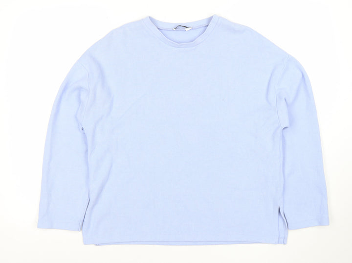 Stradivarius Women Blue Small Crew Neck Long Sleeve Pullover Sweatshirt